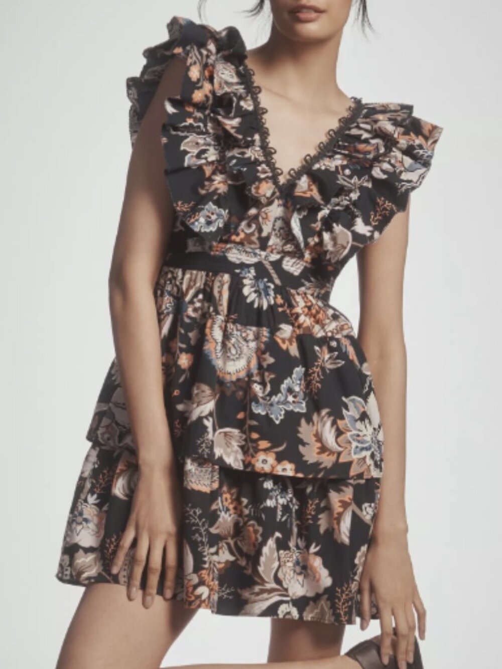 By Anthropologie Sleeveless Ruffled A-Line Mini Dress Deep Navy Size M NWT